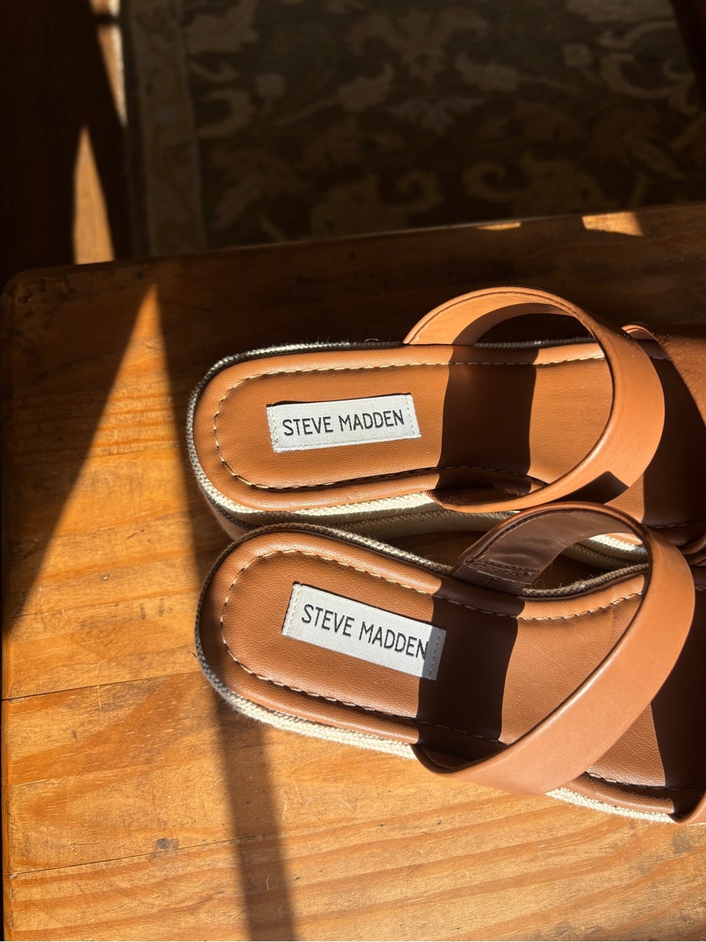 Steve Madden Cognac Double-Strap Slide Sandals - Picture 6 of 7